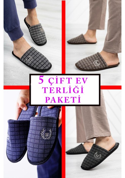 5'li Paket Erkek Kadın Terlik Misafir Terliği Ev Terliği Çeyiz Bohça Paketi