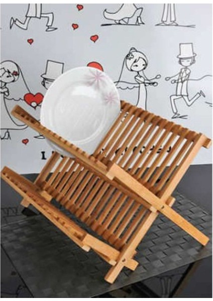 Bambu 2 Katlı Tabaklık Bardaklık, 38 cm Genişliğinde, Şık ve Kullanışlı Tasarım