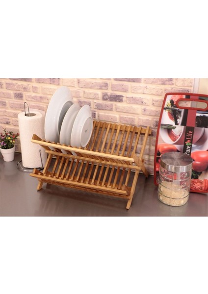 Bambu 2 Katlı Tabaklık Bardaklık, 38 cm Genişliğinde, Şık ve Kullanışlı Tasarım fiyatları