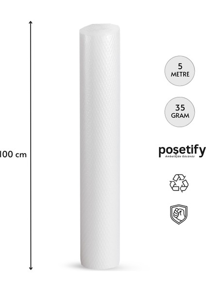 100CMX5METRE Patpat | 1. Sınıf Kalın Balonlu Naylon Rulo | 35GR Pat Pat Ambalaj Malzemesi