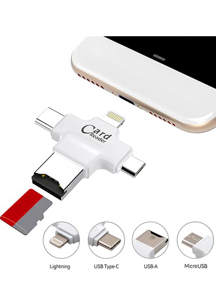 HC05 4 In 1 iOs Android Type-C Lightning USB-A MicroSD TF Kart Okuyucu modelleri