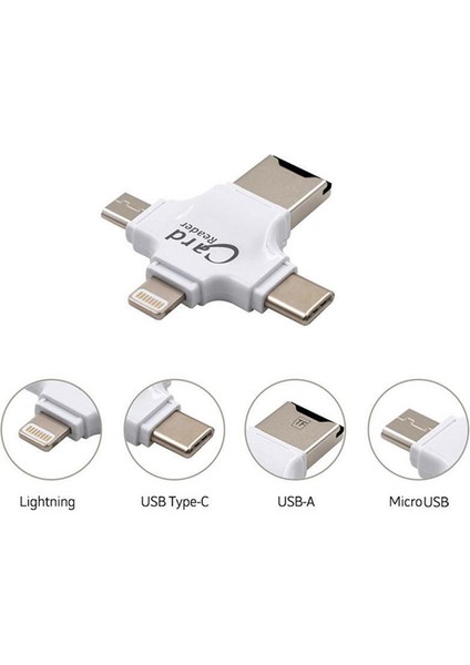 HC05 4 In 1 iOs Android Type-C Lightning USB-A MicroSD TF Kart Okuyucu fırsatları
