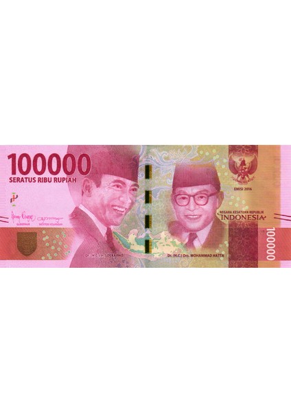 Endonezya 2016 Yılı 100.000 Rupiah Yabancı Kağıt Para Çil ( Unc ) Koleksiyon Para