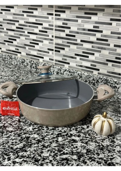 Pan-Dora Serisi Kristal Seramik 22 cm Basık Tencere