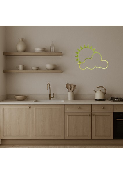 Bulutlarla Kaplı Güneş Dekoratif Altın Aynalı Tablo - PHN3513-9711 modelleri