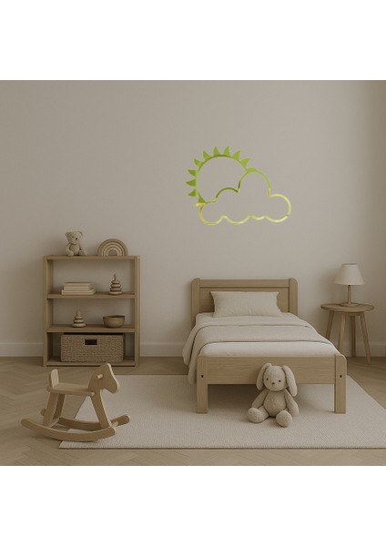 Bulutlarla Kaplı Güneş Dekoratif Altın Aynalı Tablo - PHN3513-9711 fırsatları
