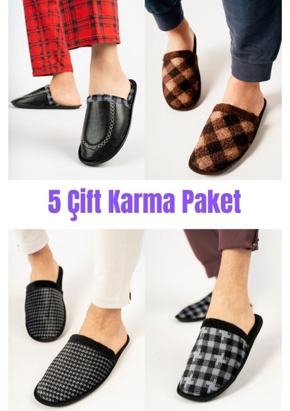 5'li Paket Erkek Kadın Terlik Misafir Terliği Ev Terliği Çeyiz Bohça Paketi modelleri
