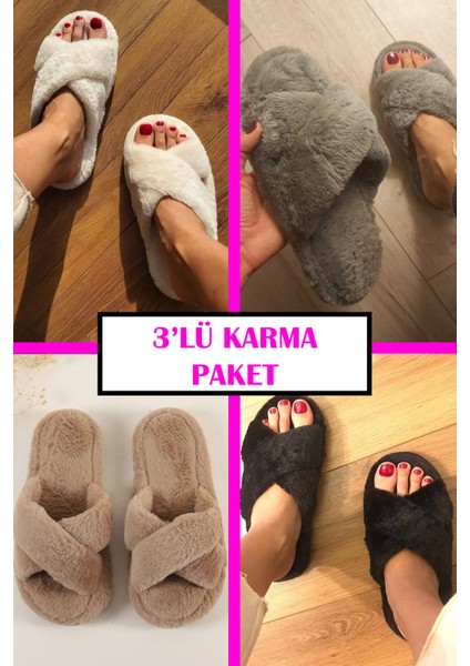 3'lü Paket Ev Terliği Çeyiz Terliği Kışlık Terlik Ses Yapmaz Hafif Taban Taban fiyatları