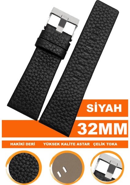 22MM 24MM 26MM 27MM 28MM 29MM 30MM 32MM Diesel Saat Uyumlu Siyah Renk Deri Saat Kordonu Dzs