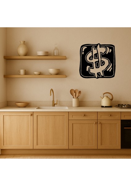 Sarı Zemin Üzerinde Dolar Sembolü Dekoratif Mdf Tablo - PHN9184-8031 fiyatları