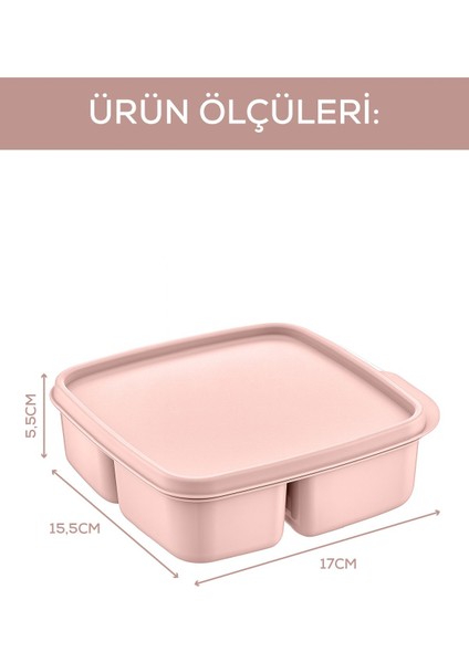 3'lü Pembe Kare Bölmeli Saklama Kabı Seti, Şık ve Kullanışlı Mutfak Düzeni Için Ideal indirimleri