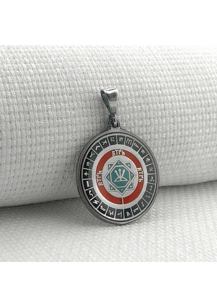 925 Ayar Gümüş Oğuz Kağan Mührü Türk Boyları Simgeli Kolye Ucu