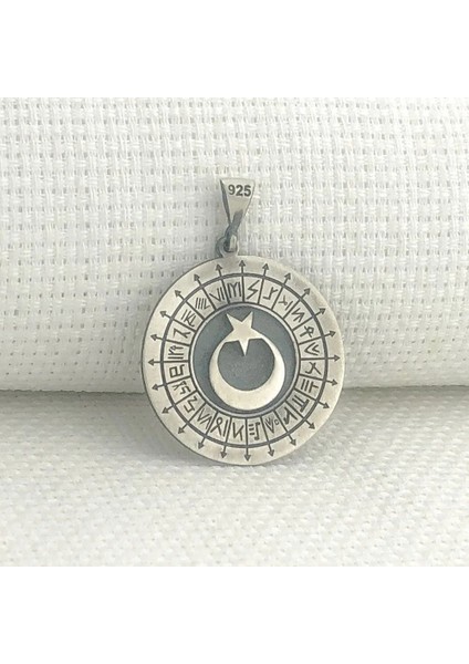 925 Ayar Gümüş Türk Boyları Simgeli Ayyıldız Kolye Ucu