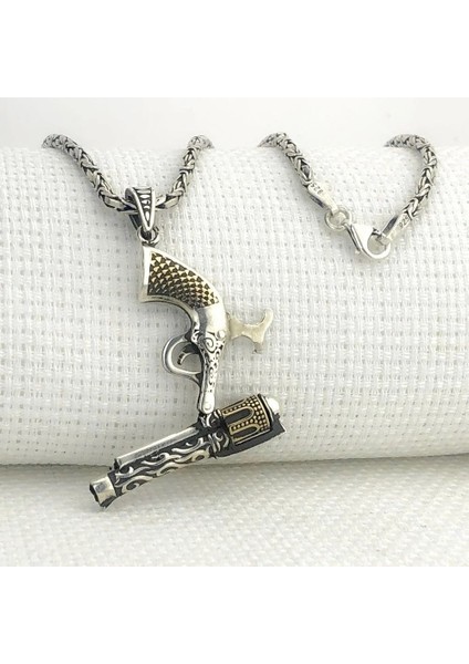 925 Ayar Gümüş 6 Patlar Tabanca Kral Zincir Erkek Kolye fiyatları