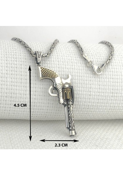 925 Ayar Gümüş 6 Patlar Tabanca Kral Zincir Erkek Kolye modelleri