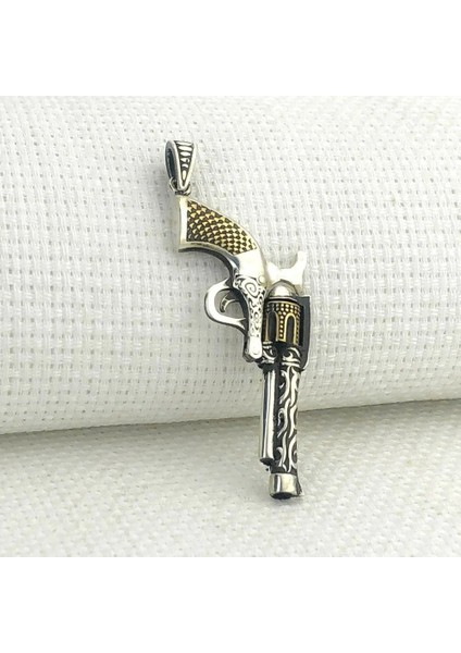 925 Ayar Gümüş 6 Patlar Tabanca Kolye Ucu