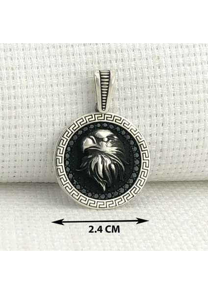 925 Ayar Gümüş Siyah Taşlı Kartal Motifli Kolye Ucu modelleri