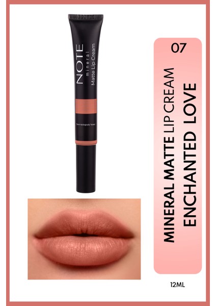 Mineral Matte Lip Cream Yarı Mat Bitişli Likit Ruj 07 Enchanted - Nude