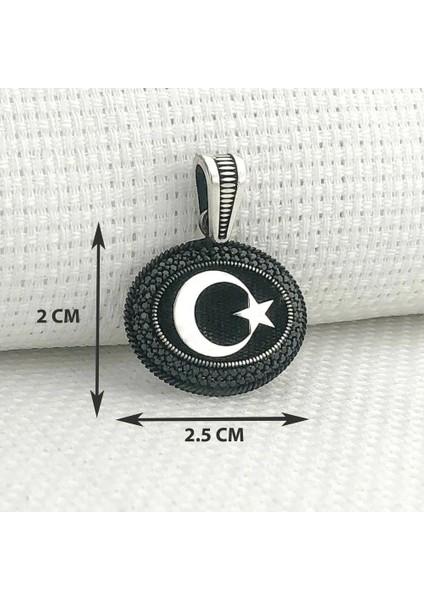 925 Ayar Gümüş Siyah Taşlı Ayyıldız Motifli Kolye Ucu modelleri