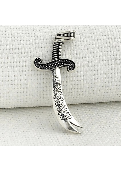 925 Ayar Gümüş La Feta Illa Ali La Seyfe Illa Yazılı Zülfikar Model Kolye Ucu