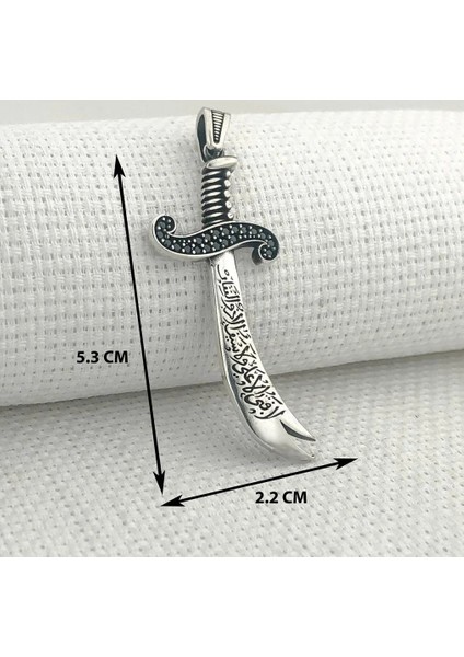 925 Ayar Gümüş La Feta Illa Ali La Seyfe Illa Yazılı Zülfikar Model Kolye Ucu modelleri