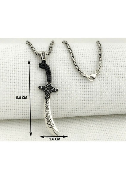 925 Ayar Gümüş La Feta Illa Ali La Seyfe Illa Yazılı Zülfikar Kral Zincir Erkek Kolye modelleri