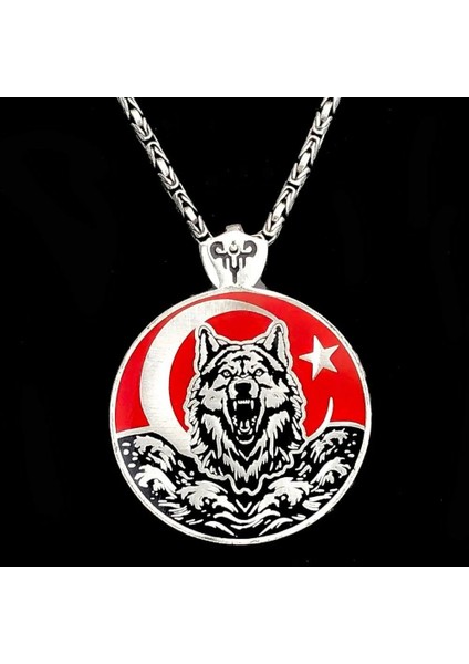 925 Ayar Gümüş Ayyıldız Figürlü Bozkurt Model Kral Zincir Erkek Kolye fiyatları
