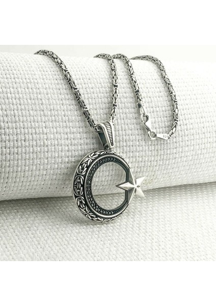 925 Ayar Gümüş Ayyıldız Model Kral Zincir Erkek Kolye