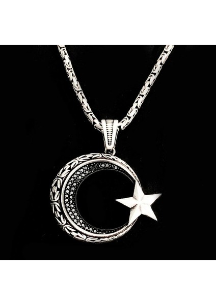 925 Ayar Gümüş Ayyıldız Model Kral Zincir Erkek Kolye fiyatları