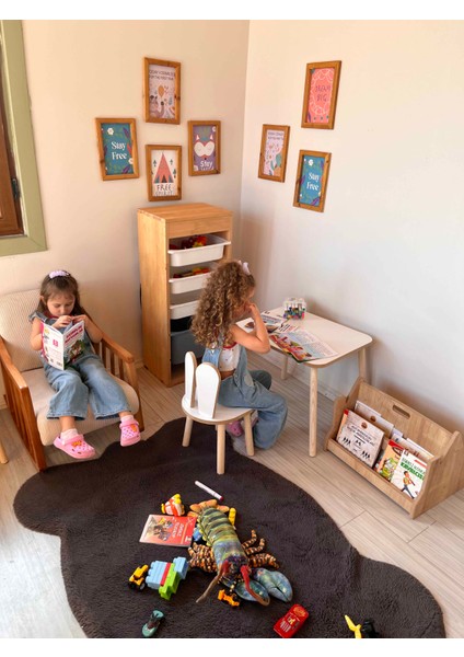 Montessori Çocuk Çalışma Aktivite Masası ve 1 Sandalye Set Bunny modelleri