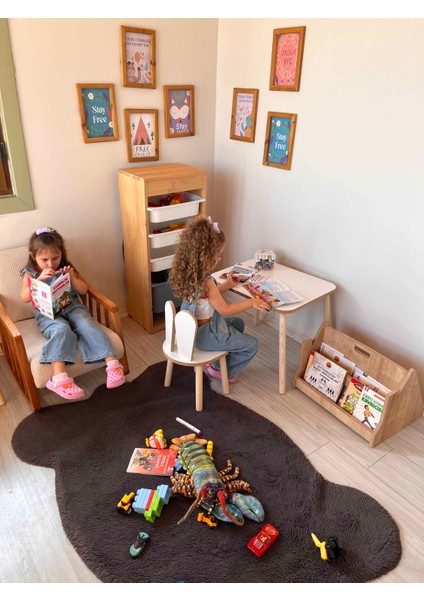 Montessori Çocuk Çalışma Aktivite Masası ve 1 Sandalye Set Bunny fırsatları