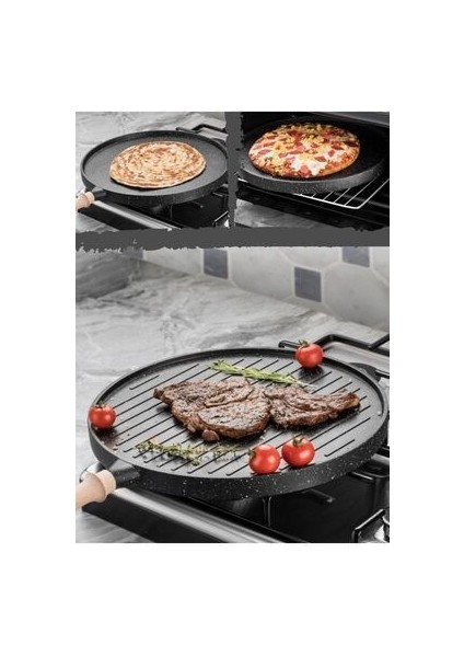 Gözleme Tavası Ocak Üstü Ekmek Bazlama Tavası Döküm Granit Çift Taraflı Tava fiyatları