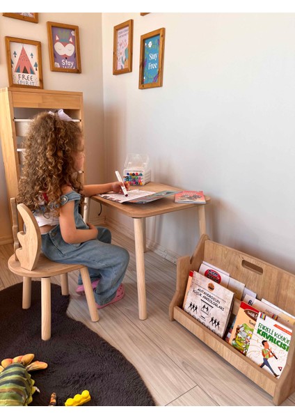 Montessori Deer Sandalyeli Çalışma Masası 1 Masa & 1 Sandalye