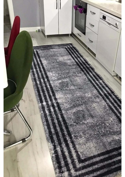 Mutfak Halısı – Kaymaz Dot Tabanlı, Yumuşak Dokulu, Yıkanabilir, Modern Tasarım (Inside Gri)