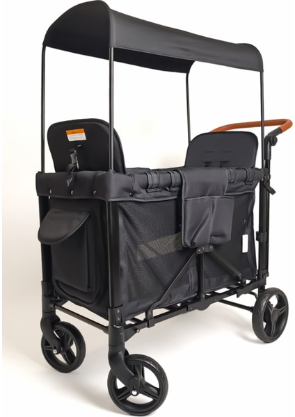 Güneş Tenteli Vagon Taşıma Arabası Siyah