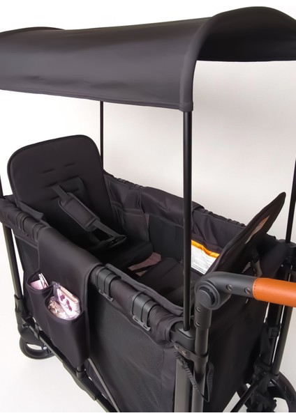 Güneş Tenteli Vagon Taşıma Arabası Siyah