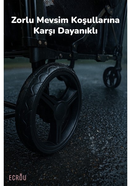 Güneş Tenteli Vagon Taşıma Arabası Siyah