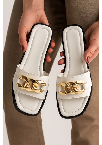 Prenses Paris Zincir Kadın Terlik Dış Mekan Ev Terliği