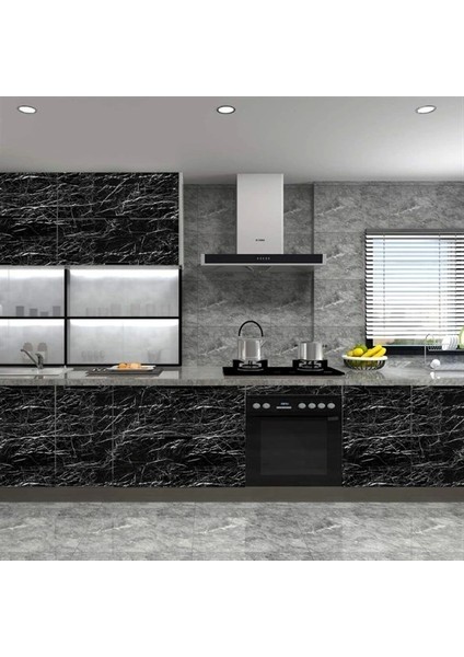 Mermer Desenli Masa Tezgah Mutfak Su Geçirmez Yapışkanlı Folyo Sticker Siyah 5x0,6m fiyatları