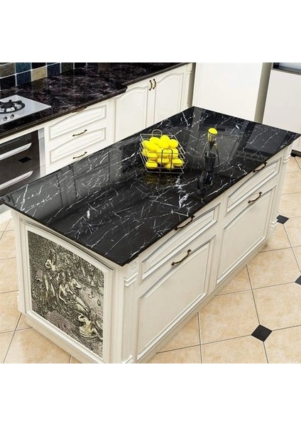 Mermer Desenli Masa Tezgah Mutfak Su Geçirmez Yapışkanlı Folyo Sticker Siyah 5x0,6m modelleri