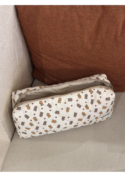 Ayıcık Kalp Desenli Saç Şekillendiricileri Için Seyahat Çantası - Xl Boy