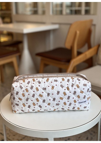 Ayıcık Kalp Desenli Saç Şekillendiricileri Için Seyahat Çantası - Xl Boy