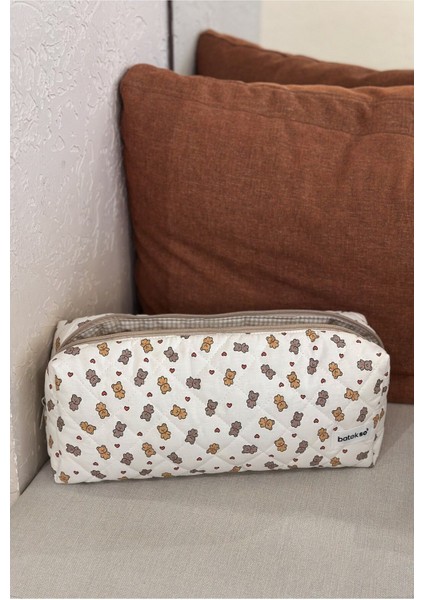 Ayıcık Kalp Desenli Saç Şekillendiricileri Için Seyahat Çantası - Xl Boy