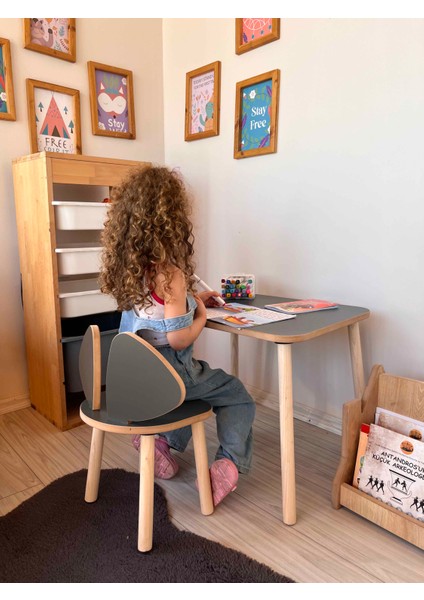 Mobilya Montessori Çocuk Çalışma Aktivite Masası ve 1 Sandalye Set Mickey fiyatları