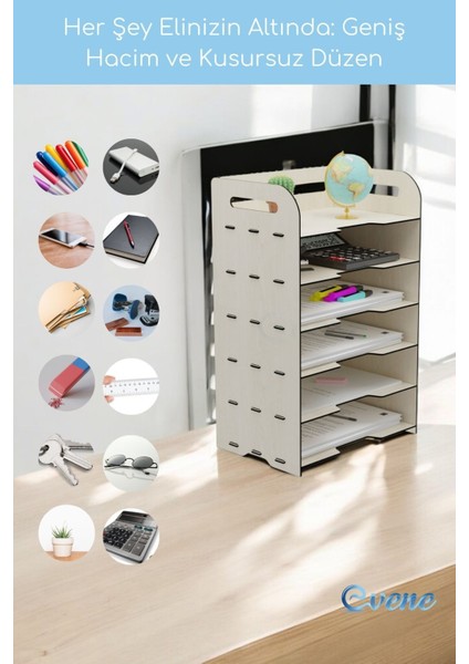 Dosya Düzenleyici Masa Üstü Organizer Ahşap Evrak Rafı Model 5