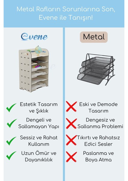 Dosya Düzenleyici Masa Üstü Organizer Ahşap Evrak Rafı Model 5