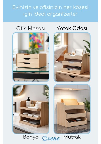 Dosya Düzenleyici Masa Üstü Organizer Ahşap Evrak Rafı Model 5