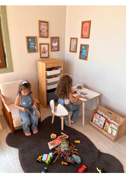 Mobilya Montessori Çocuk Çalışma Aktivite Masası ve 1 Sandalye Set Mickey fırsatları