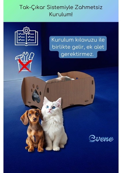 Büyük Kedi Yatağı Dekoratif Ahşap Dayanıklı Ceviz Renk Model 6
