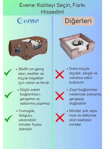 Büyük Kedi Yatağı Dekoratif Ahşap Dayanıklı Ceviz Renk Model 6